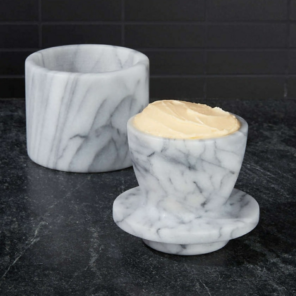 Crate&Barrel barrel French marble butter keeper